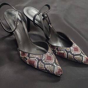 Michael Kors Black and Red Slingback Heels